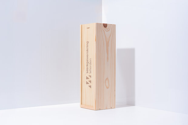 Houten wijnkist cadeau voor 1 fles wijn met tekst