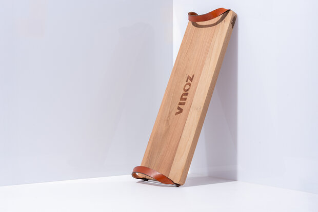 Gepersonaliseerde Borrelplank met leren handvaten van Beukenhout - Met Naam of Logo