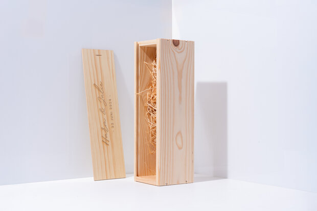 1-Vaks Wijnkist met Gravering en Fles Flower Primitivo Susumaniello Salento - Afbeelding 2