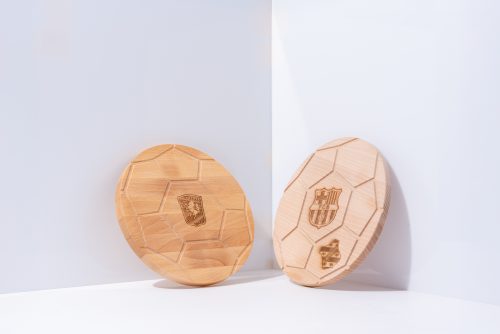 Voetbal borrelplank met gravering 26 cm Logo of tekst graveren