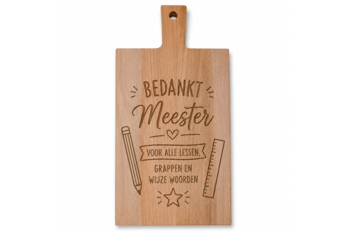 Beuken Borrelplank met Handvat en Gravering – 37×19 cm